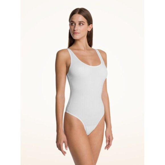 Wolford Beauty Cotton Bodysuit in Pearl Medium - Picture 2 of 4
